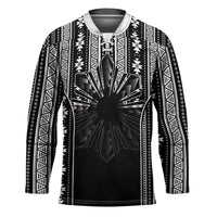 Mabuhay Philippines Festival Hockey Jersey Filipino Map Black White Igorot Pattern LT14 Unisex Black - Polynesian Pride