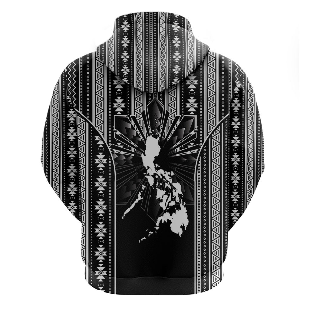 Mabuhay Philippines Festival Hoodie Filipino Map Black White Igorot Pattern LT14 - Polynesian Pride