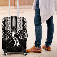 Mabuhay Philippines Festival Luggage Cover Filipino Map Black White Igorot Pattern LT14 Black - Polynesian Pride