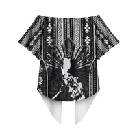 Mabuhay Philippines Festival Off Shoulder Wrap Waist Top Filipino Map Black White Igorot Pattern LT14 - Polynesian Pride
