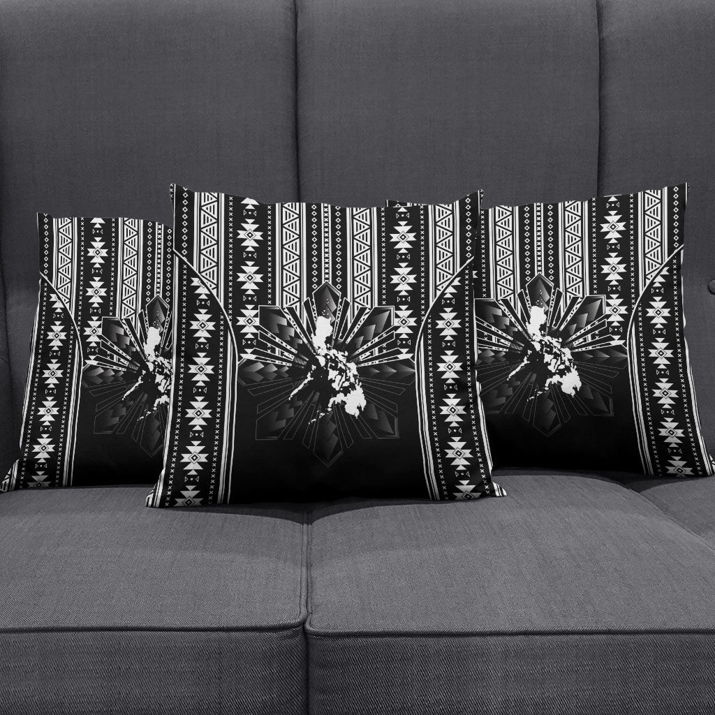 Mabuhay Philippines Festival Pillow Cover Filipino Map Black White Igorot Pattern LT14 - Polynesian Pride