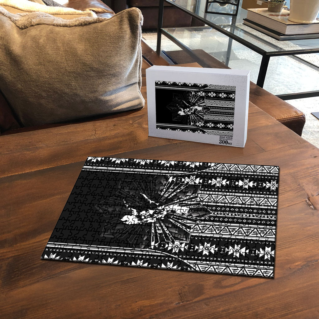 Mabuhay Philippines Festival Puzzle Filipino Map Black White Igorot Pattern LT14 - Polynesian Pride