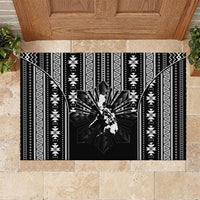Mabuhay Philippines Festival Rubber Doormat Filipino Map Black White Igorot Pattern LT14 Black - Polynesian Pride