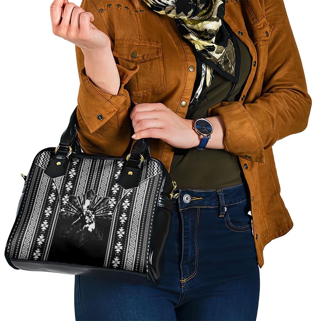 Mabuhay Philippines Festival Shoulder Handbag Filipino Map Black White Igorot Pattern LT14 - Polynesian Pride