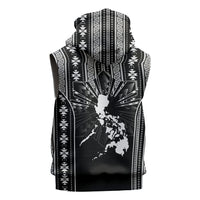 Mabuhay Philippines Festival Sleeveless Zip Hoodie Filipino Map Black White Igorot Pattern LT14 - Polynesian Pride