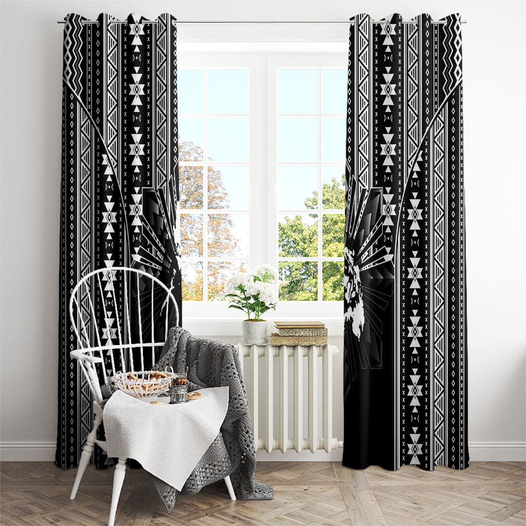 Mabuhay Philippines Festival Window Curtain Filipino Map Black White Igorot Pattern LT14 - Polynesian Pride