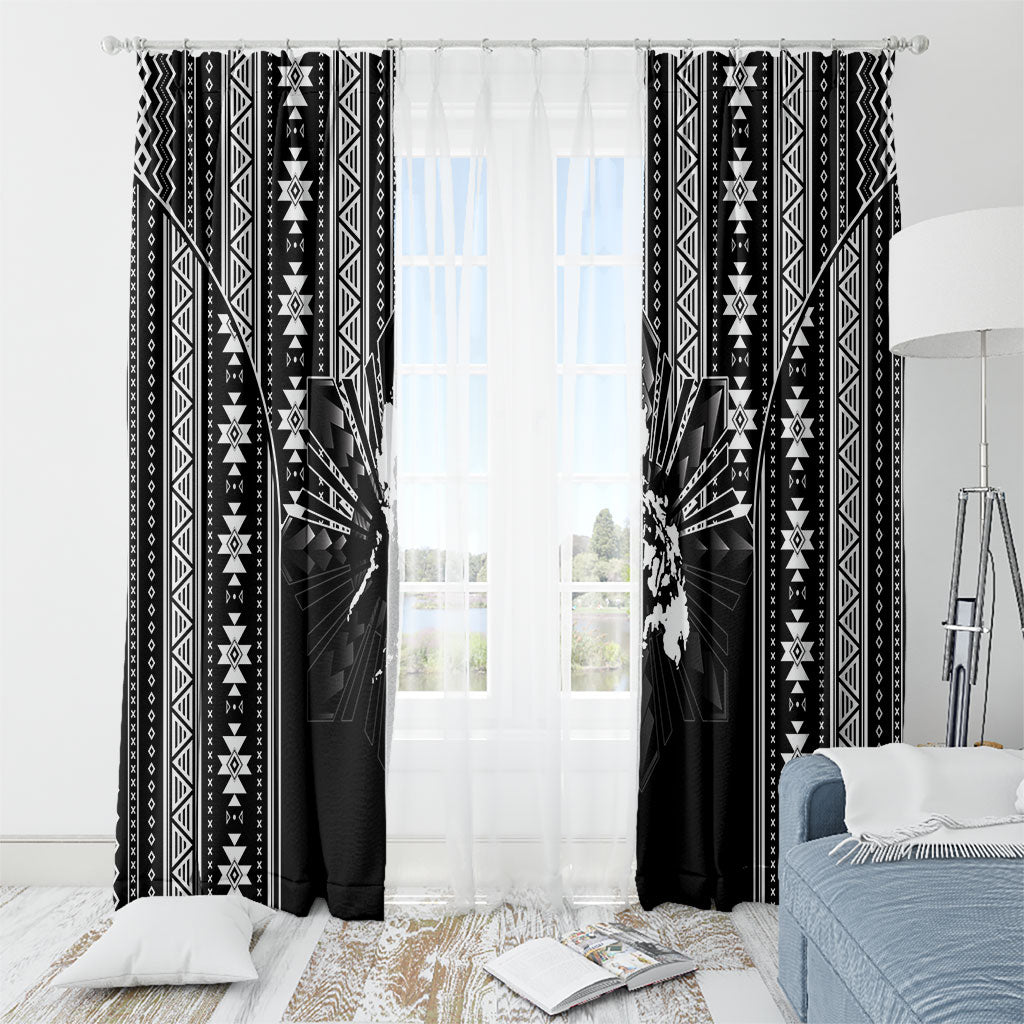 Mabuhay Philippines Festival Window Curtain Filipino Map Black White Igorot Pattern LT14 - Polynesian Pride