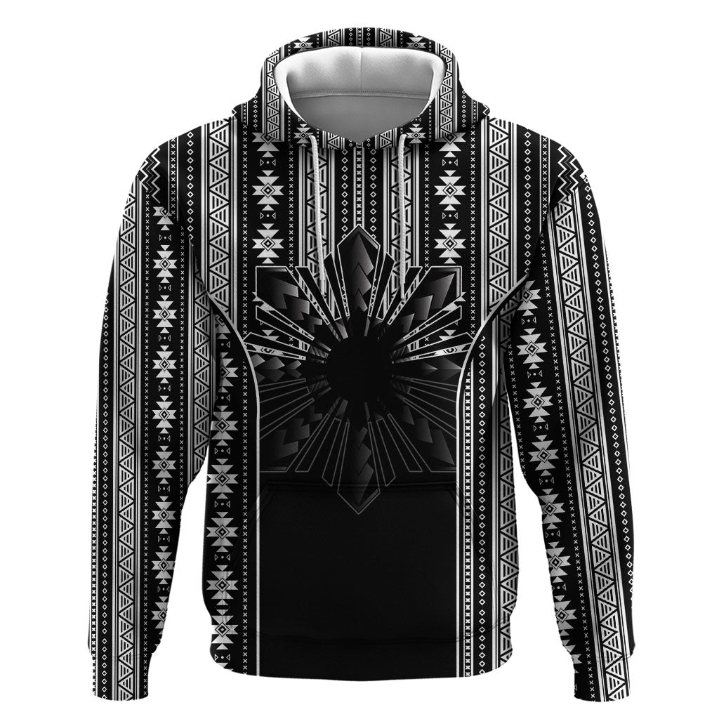 Mabuhay Philippines Festival Zip Hoodie Filipino Map Black White Igorot Pattern LT14 Pullover Hoodie Black - Polynesian Pride