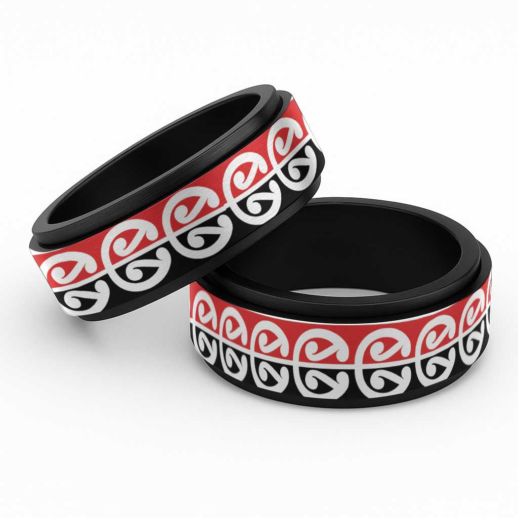 New Zealand Mangopare Kowhaiwhai Motif Spinner Ring - Polynesian Pride