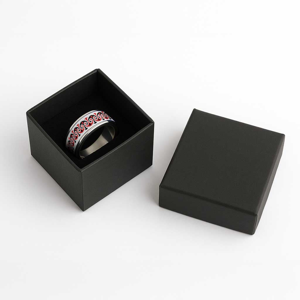 New Zealand Ngutu Kaka Kowhaiwhai Motif Classic Ring - Polynesian Pride