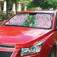 Koi Fish Sakura Japan Auto Sun Shade Eternal Flow Cherry Blossom Seigaiha Pattern
