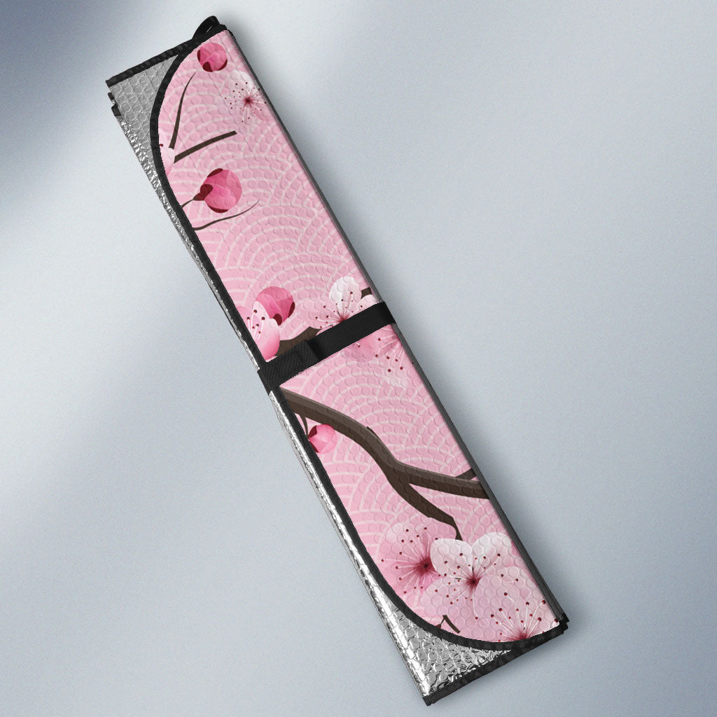 Koi Fish Sakura Japan Auto Sun Shade Eternal Flow Cherry Blossom Seigaiha Pattern