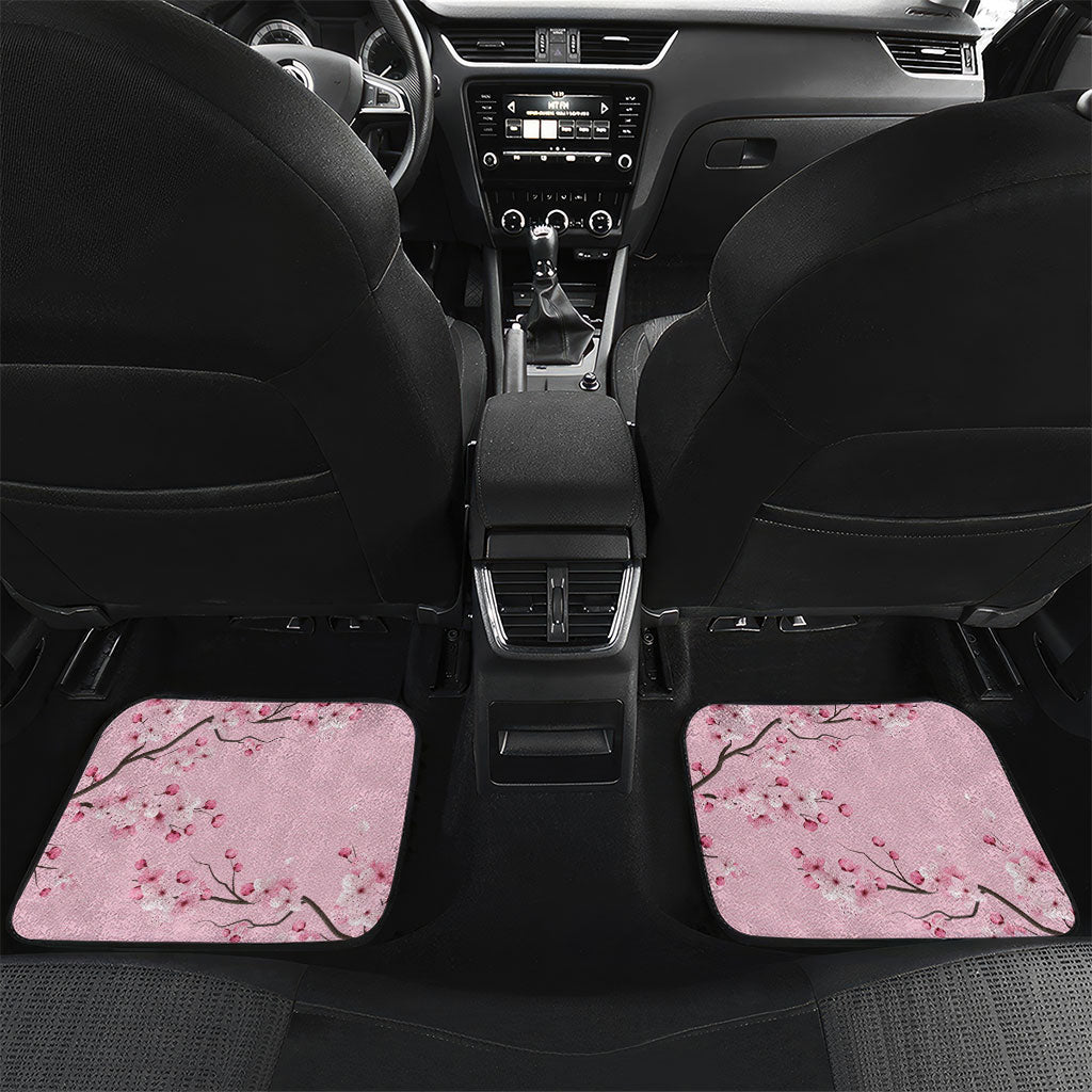Koi Fish Sakura Japan Car Mats Eternal Flow Cherry Blossom Seigaiha Pattern