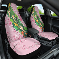 Koi Fish Sakura Japan Car Seat Cover Eternal Flow Cherry Blossom Seigaiha Pattern