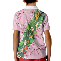 Koi Fish Sakura Japan Kid Polo Shirt Eternal Flow Cherry Blossom Seigaiha Pattern