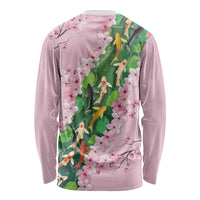 Koi Fish Sakura Japan Long Sleeve Shirt Eternal Flow Cherry Blossom Seigaiha Pattern