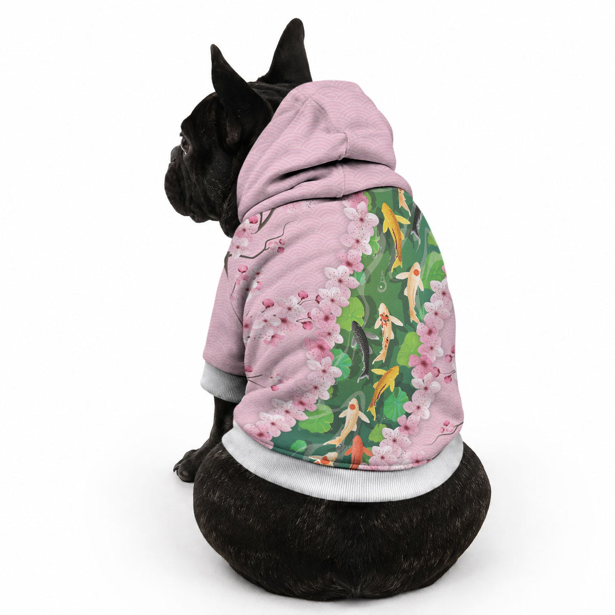 Koi Fish Sakura Japan Pet Hoodie Eternal Flow Cherry Blossom Seigaiha Pattern