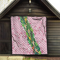 Koi Fish Sakura Japan Quilt Eternal Flow Cherry Blossom Seigaiha Pattern