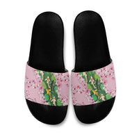 Koi Fish Sakura Japan Slide Sandals Eternal Flow Cherry Blossom Seigaiha Pattern