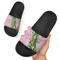 Koi Fish Sakura Japan Slide Sandals Eternal Flow Cherry Blossom Seigaiha Pattern