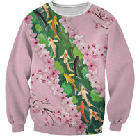 Koi Fish Sakura Japan Sweatshirt Eternal Flow Cherry Blossom Seigaiha Pattern