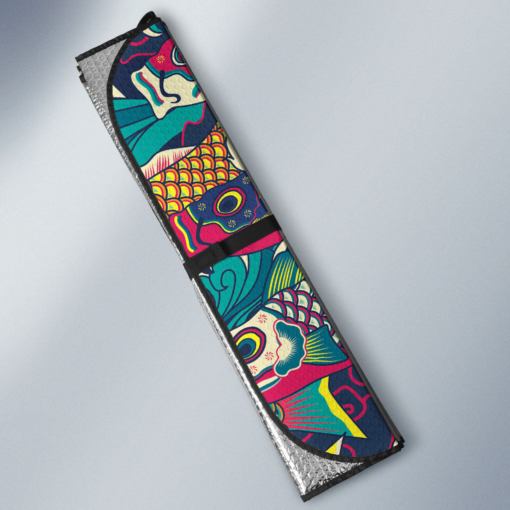 Japan Koinobori Auto Sun Shade Japanese Koi Flag Waves Pattern