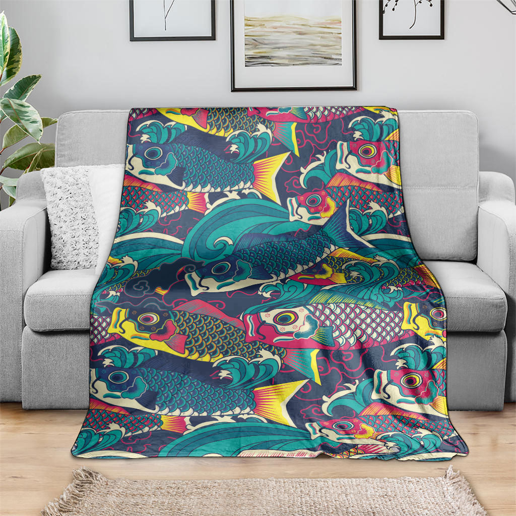 Japan Koinobori Blanket Japanese Koi Flag Waves Pattern