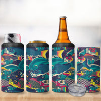 Japan Koinobori 4 in 1 Can Cooler Tumbler Japanese Koi Flag Waves Pattern