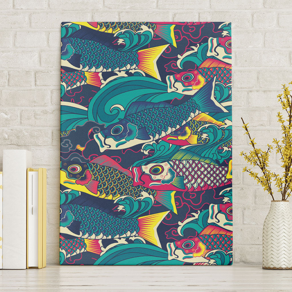 Japan Koinobori Canvas Wall Art Japanese Koi Flag Waves Pattern