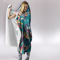 Japan Koinobori Hooded Blanket Japanese Koi Flag Waves Pattern
