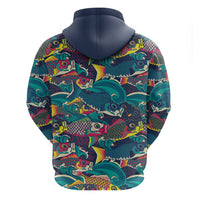Japan Koinobori Hoodie Japanese Koi Flag Waves Pattern
