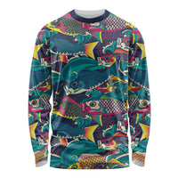 Japan Koinobori Long Sleeve Shirt Japanese Koi Flag Waves Pattern