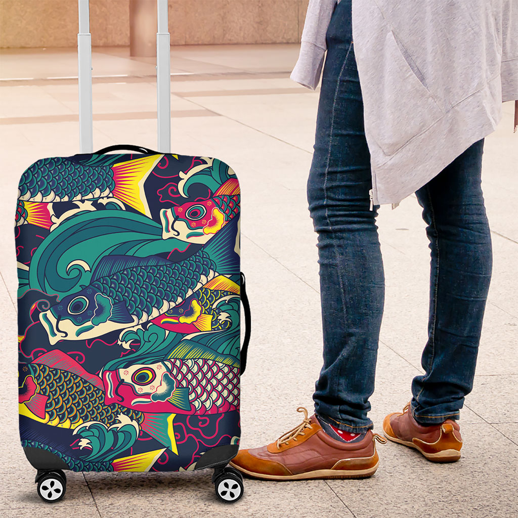 Japan Koinobori Luggage Cover Japanese Koi Flag Waves Pattern