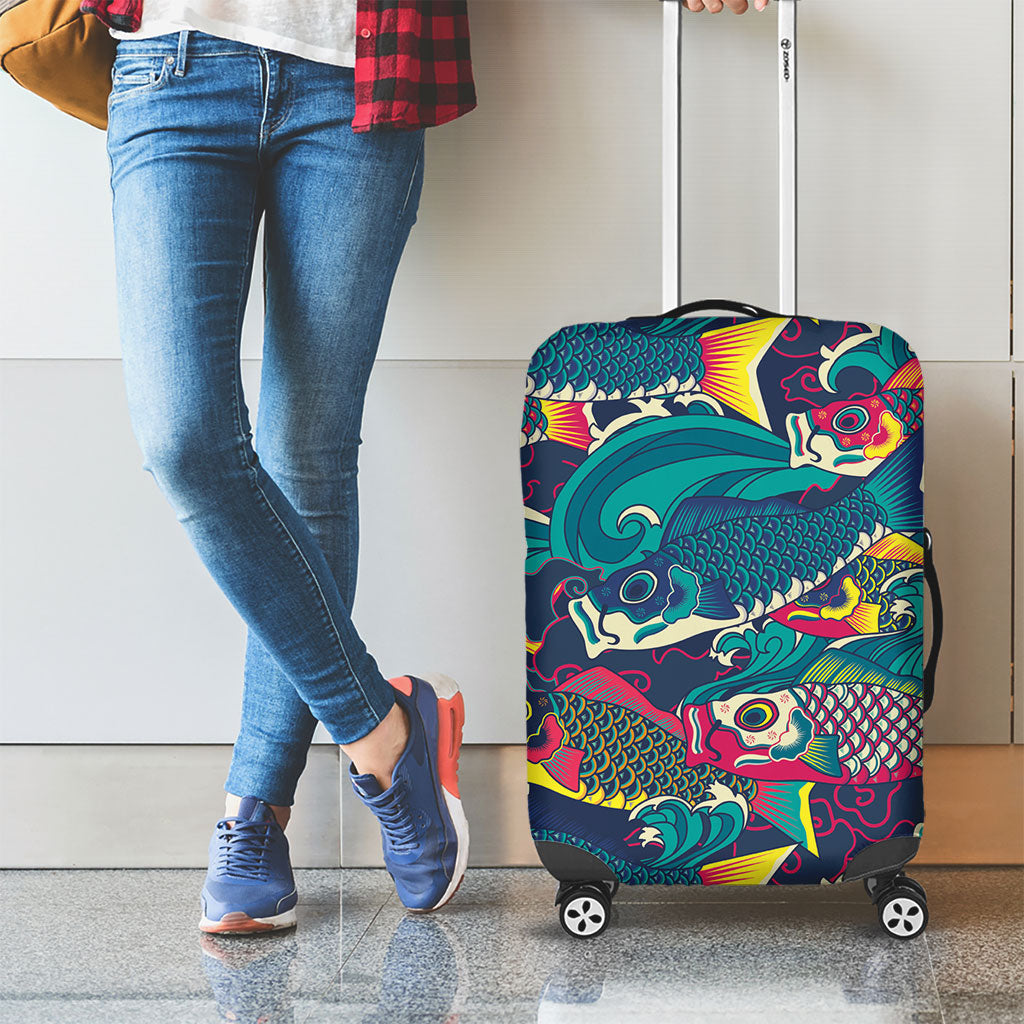Japan Koinobori Luggage Cover Japanese Koi Flag Waves Pattern