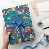 Japan Koinobori Wrapping Paper Japanese Koi Flag Waves Pattern