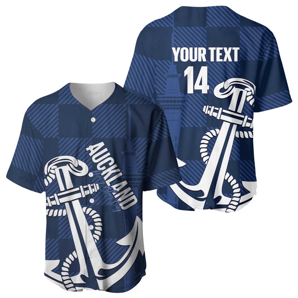New Zealand Auckland Football Custom Baseball Jersey Navy Blue City Anchor Sky Tower Symbol LT14 - Polynesian Pride