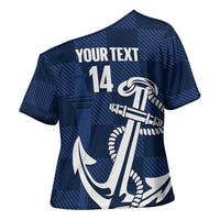 New Zealand Auckland Football Custom Cross Shoulder Shirt Navy Blue City Anchor Sky Tower Symbol LT14 - Polynesian Pride