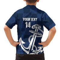 New Zealand Auckland Football Custom Kid Hawaiian Shirt Navy Blue City Anchor Sky Tower Symbol LT14 - Polynesian Pride