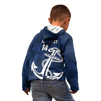 New Zealand Auckland Football Custom Kid Hoodie Navy Blue City Anchor Sky Tower Symbol LT14 - Polynesian Pride