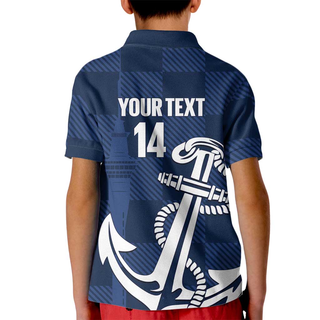 New Zealand Auckland Football Custom Kid Polo Shirt Navy Blue City Anchor Sky Tower Symbol LT14 - Polynesian Pride