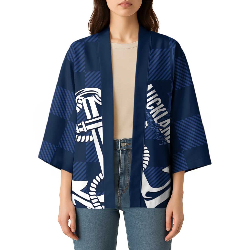 New Zealand Auckland Football Custom Kimono Navy Blue City Anchor Sky Tower Symbol LT14 - Polynesian Pride