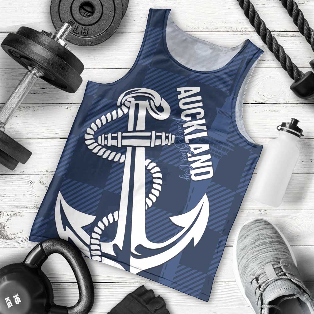 New Zealand Auckland Football Custom Men Tank Top Navy Blue City Anchor Sky Tower Symbol LT14 - Polynesian Pride