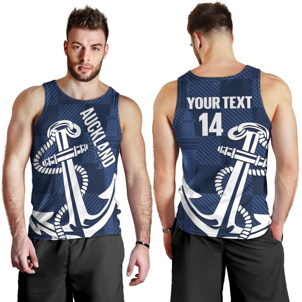 New Zealand Auckland Football Custom Men Tank Top Navy Blue City Anchor Sky Tower Symbol LT14 - Polynesian Pride