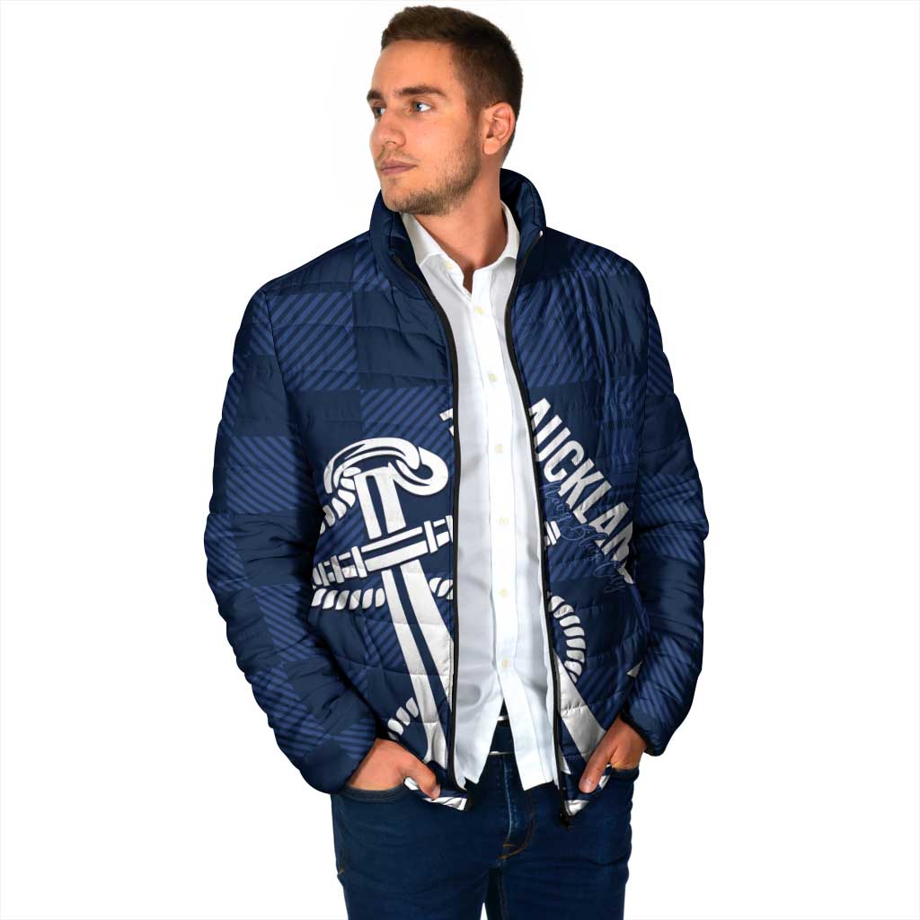 New Zealand Auckland Football Custom Padded Jacket Navy Blue City Anchor Sky Tower Symbol LT14 - Polynesian Pride