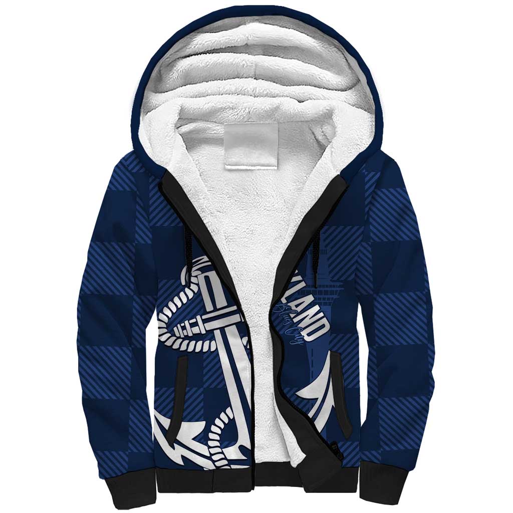 New Zealand Auckland Football Custom Sherpa Hoodie Navy Blue City Anchor Sky Tower Symbol LT14 Unisex Navy Blue - Polynesian Pride