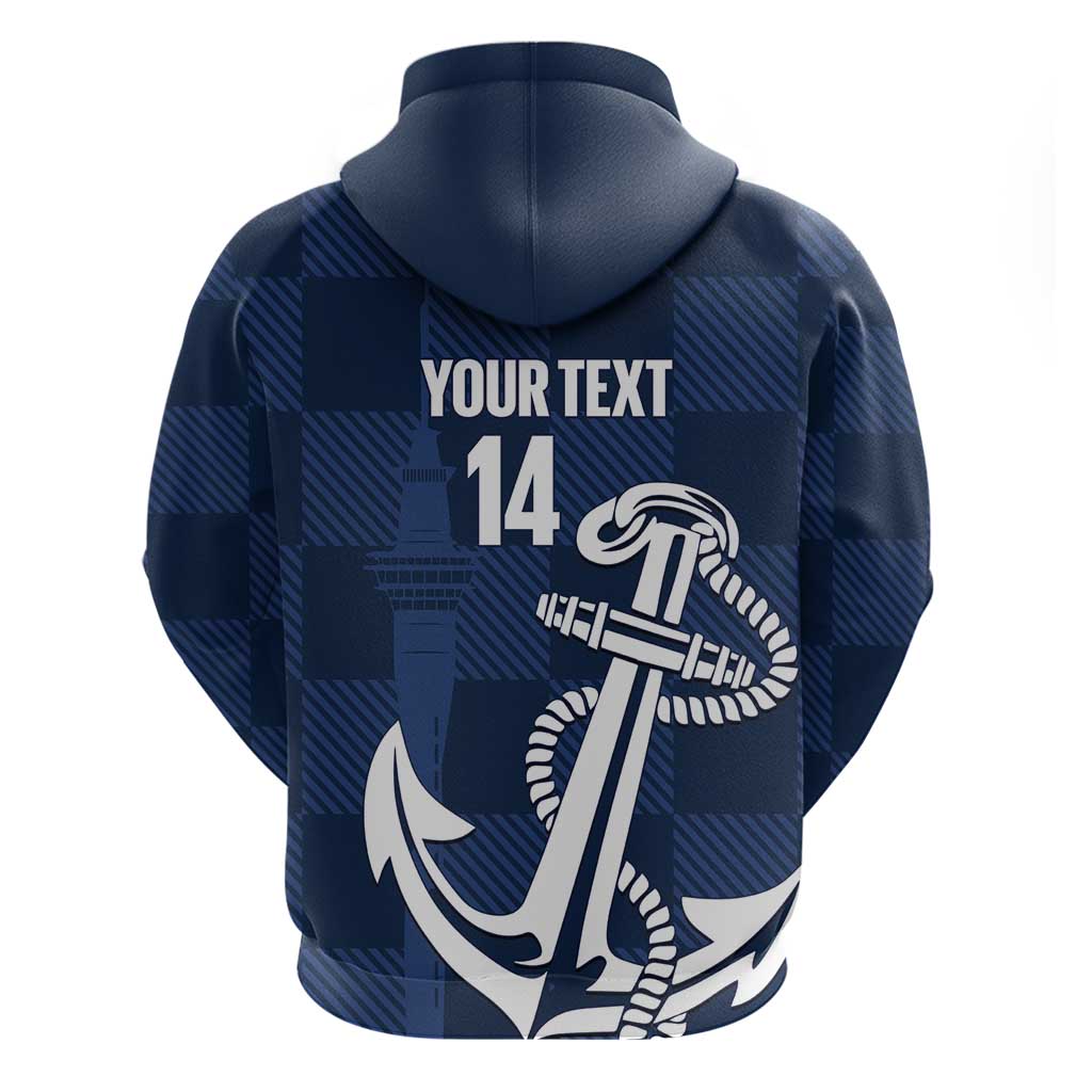 New Zealand Auckland Football Custom Zip Hoodie Navy Blue City Anchor Sky Tower Symbol LT14 - Polynesian Pride