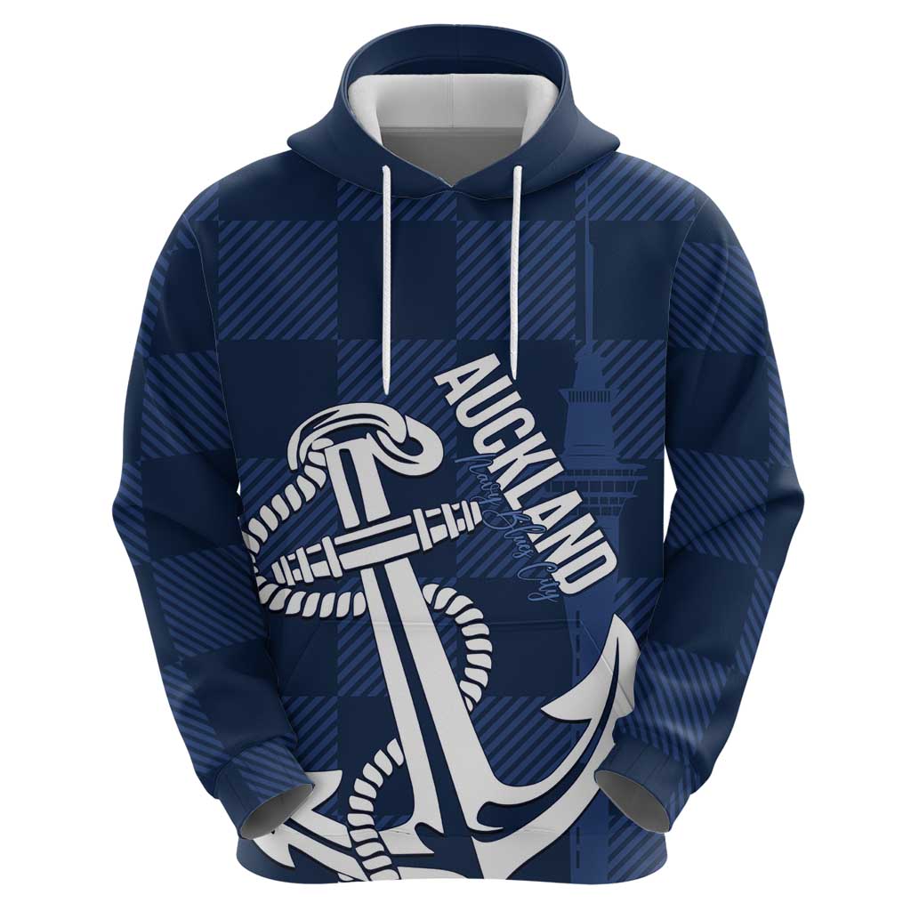 New Zealand Auckland Football Custom Zip Hoodie Navy Blue City Anchor Sky Tower Symbol LT14 - Polynesian Pride