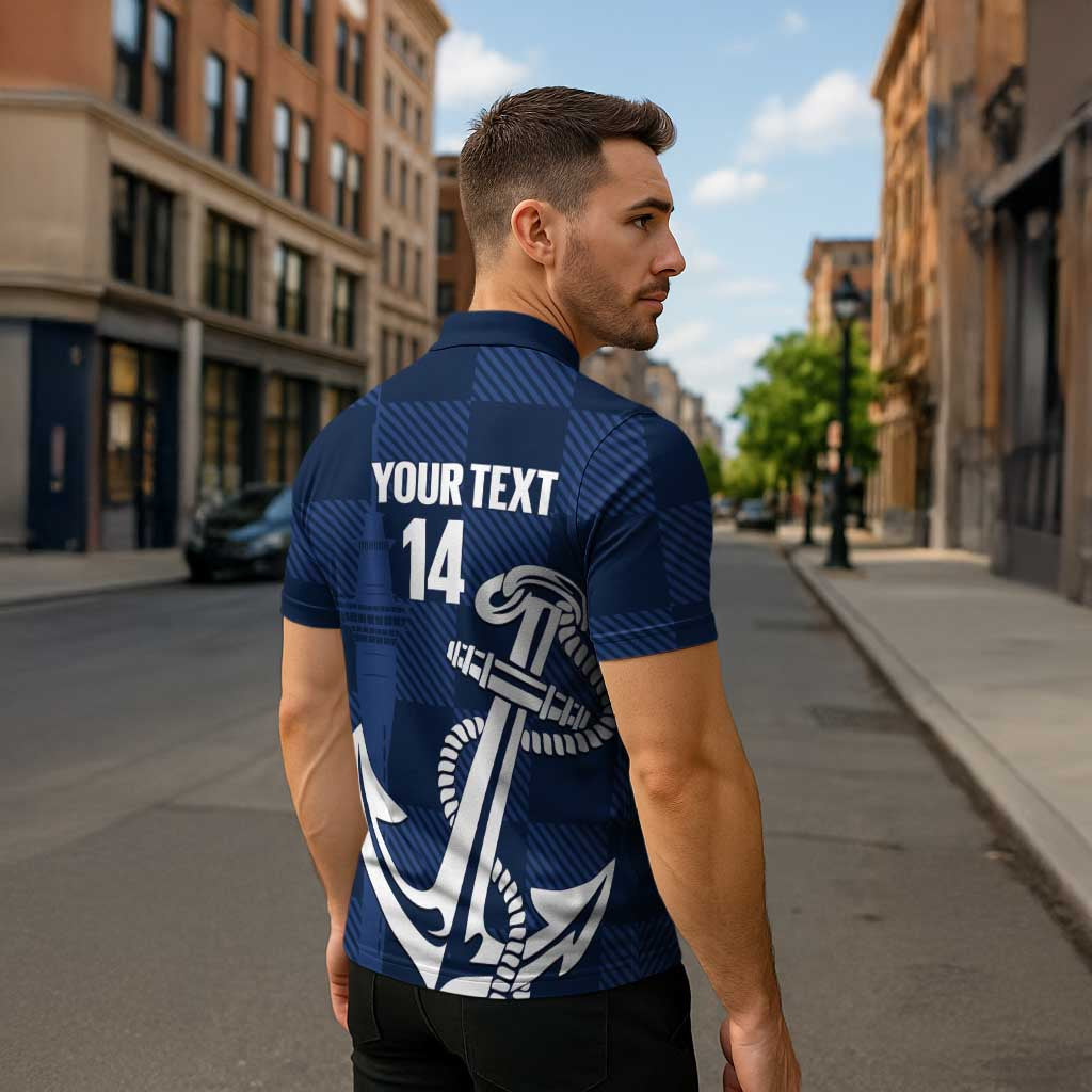 New Zealand Auckland Football Custom Zipper Polo Shirt Navy Blue City Anchor Sky Tower Symbol LT14 - Polynesian Pride
