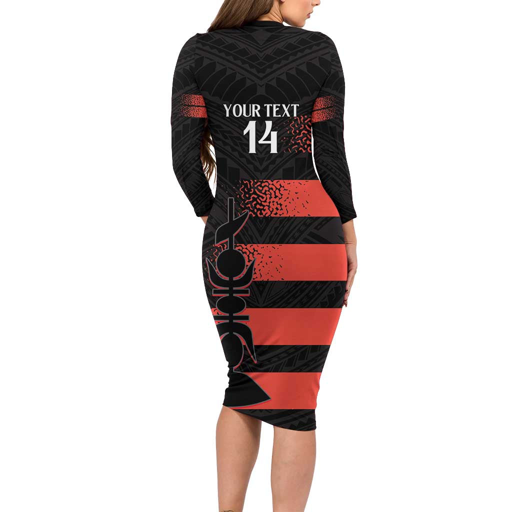 Custom New Caledonia Football Family Matching Long Sleeve Bodycon Dress and Hawaiian Shirt Allez Les Cagous Polynesian Pattern LT14 - Polynesian Pride