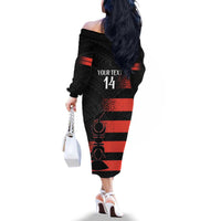 Custom New Caledonia Football Family Matching Off The Shoulder Long Sleeve Dress and Hawaiian Shirt Allez Les Cagous Polynesian Pattern LT14 - Polynesian Pride